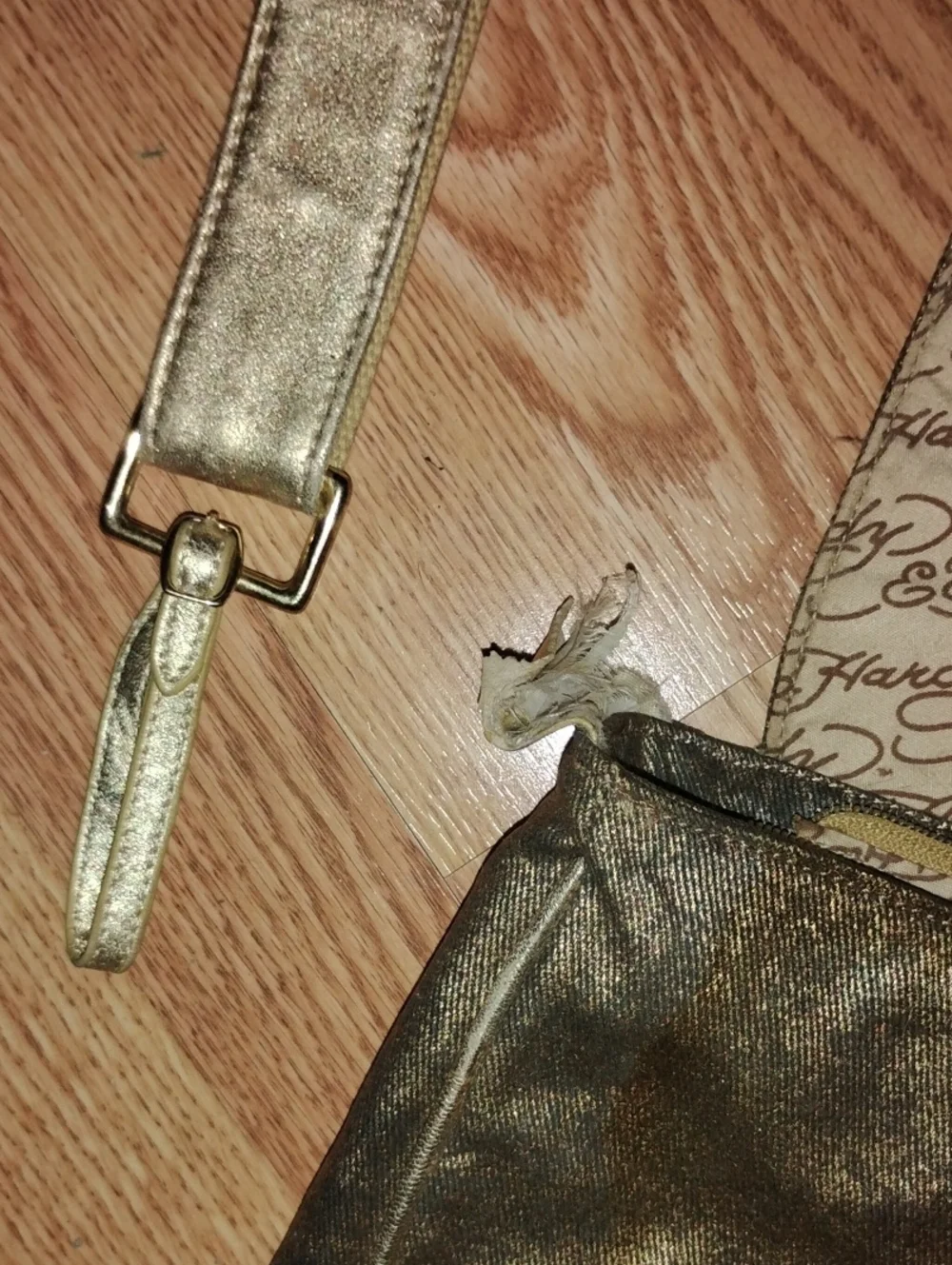 Vintage Ed Hardy Gold Studded Messenger Bag NEEDS REPAIR